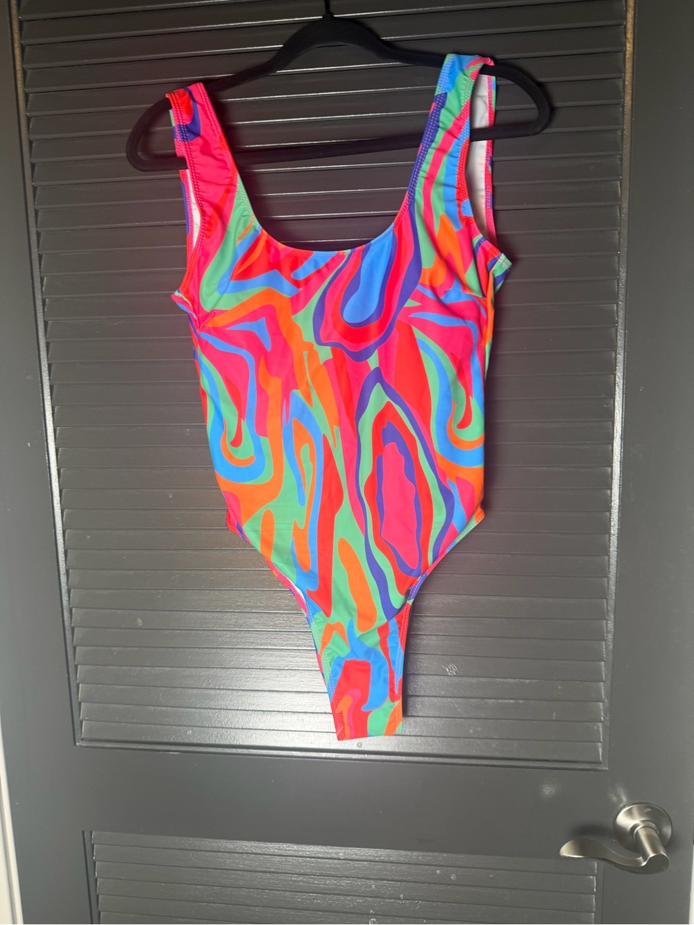 Fashion Nova Neon Multicolor Swirl One-Piece swimsuit